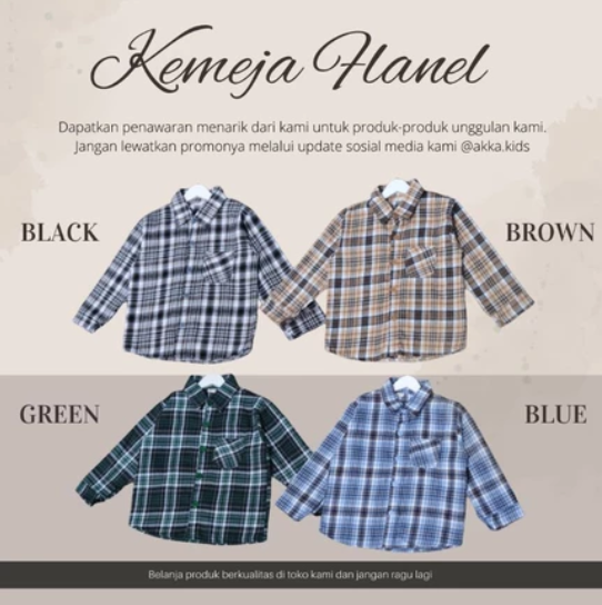 FLANEL SHIRT || Kemeja Flanel Lengan Panjang || Bayi & Anak || by Akka Kids