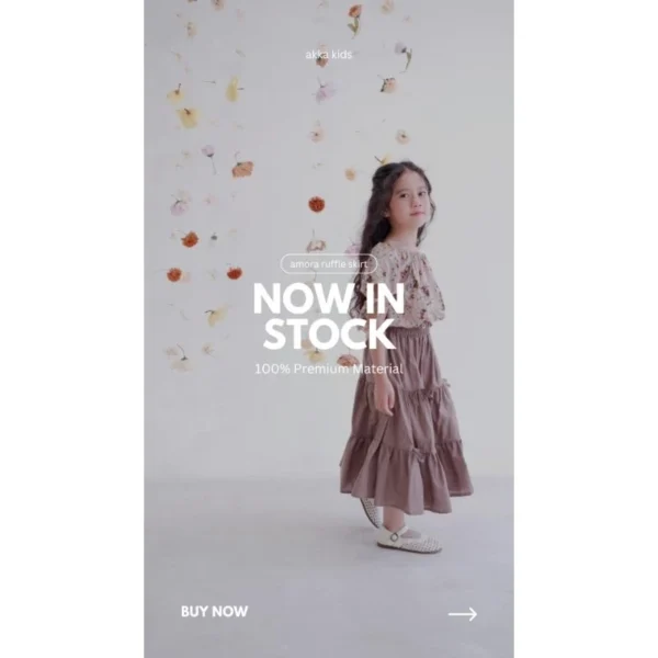 Amora Ruffle Skirt | Rok ruffle anak | rok panjang anak | midi skirt anak
