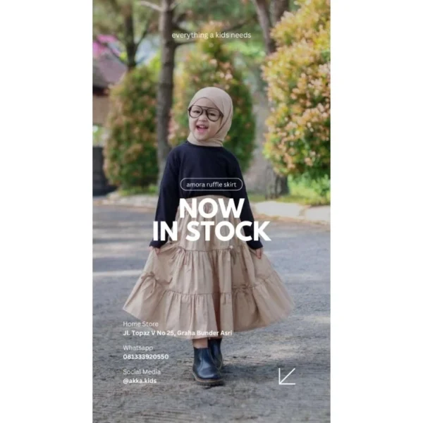 Amora Ruffle Skirt | Rok ruffle anak | rok panjang anak | midi skirt anak